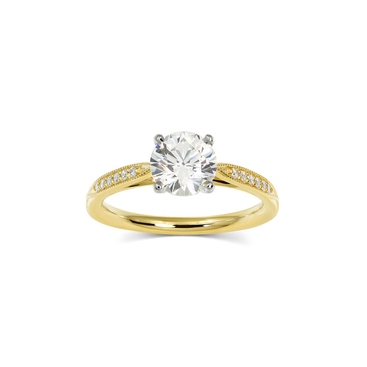 Pave Setting Ring with 2.0 CT Round Moissanite