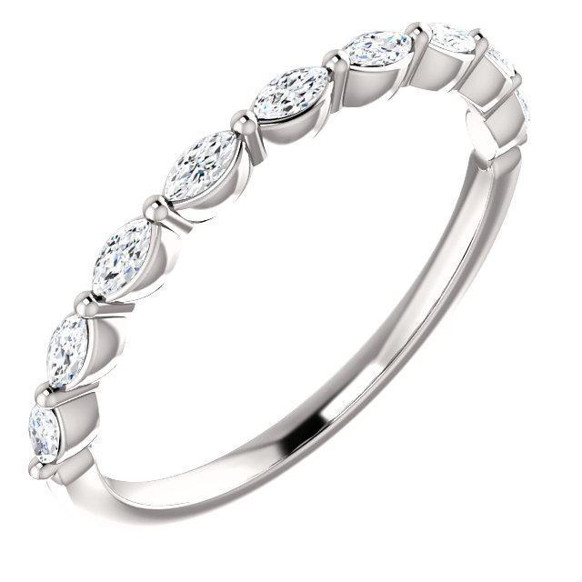 Half Eternity Wedding Band with 1.20 TCW Marquise Cut Moissanite