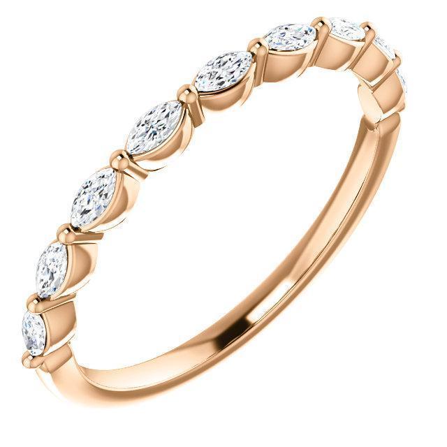 Half Eternity Wedding Band with 1.20 TCW Marquise Cut Moissanite