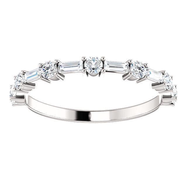 Alternative Diamond Wedding Band with 1.20 TCW Baguette & Round Cut Moissanite