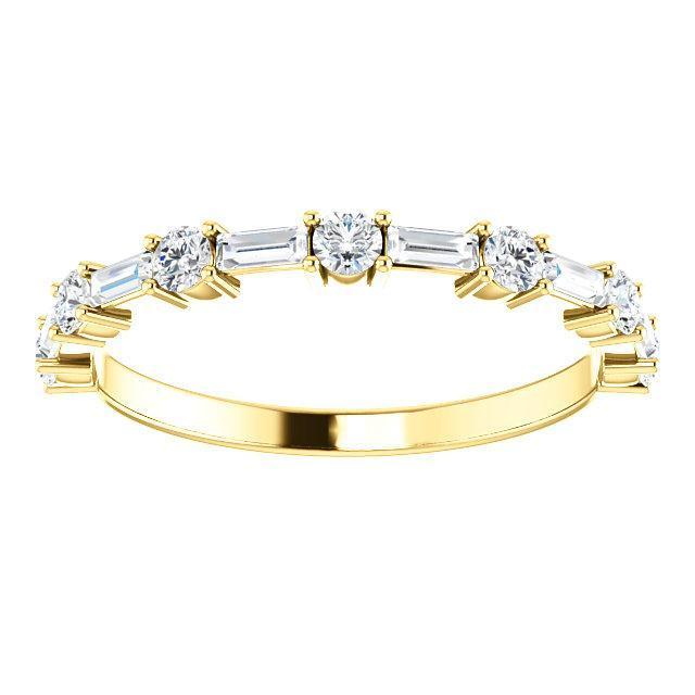 Alternative Diamond Wedding Band with 1.20 TCW Baguette & Round Cut Moissanite