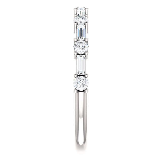 Alternative Diamond Wedding Band with 1.20 TCW Baguette & Round Cut Moissanite