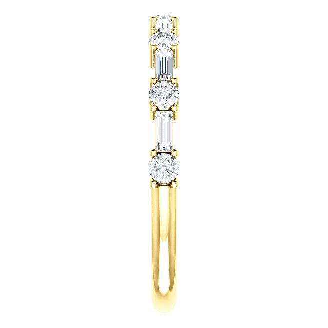 Alternative Diamond Wedding Band with 1.20 TCW Baguette & Round Cut Moissanite