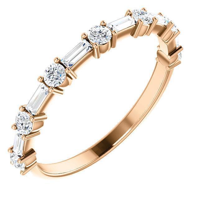 Alternative Diamond Wedding Band with 1.20 TCW Baguette & Round Cut Moissanite