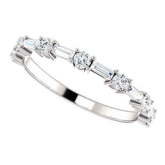 Alternative Diamond Wedding Band with 1.20 TCW Baguette & Round Cut Moissanite