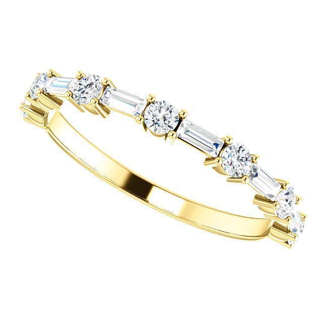 Alternative Diamond Wedding Band with 1.20 TCW Baguette & Round Cut Moissanite