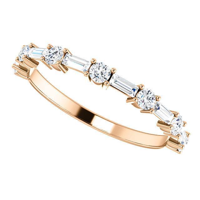 Alternative Diamond Wedding Band with 1.20 TCW Baguette & Round Cut Moissanite
