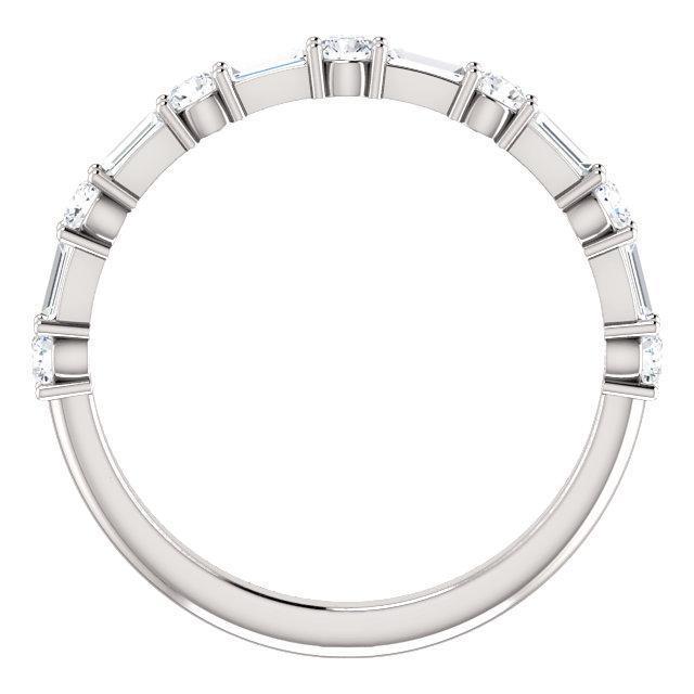 Alternative Diamond Wedding Band with 1.20 TCW Baguette & Round Cut Moissanite