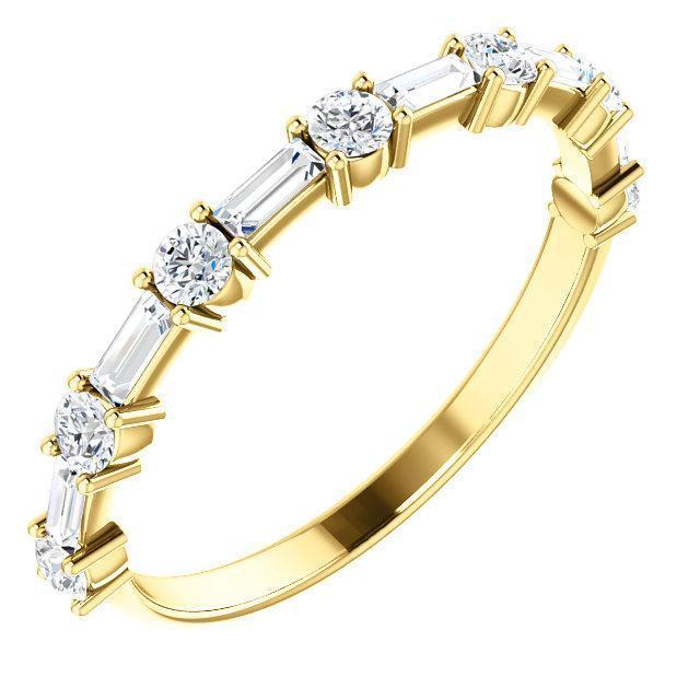 Alternative Diamond Wedding Band with 1.20 TCW Baguette & Round Cut Moissanite