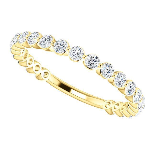Semi Eternity Wedding Band with 2.0 TCW Round Cut Moissanite