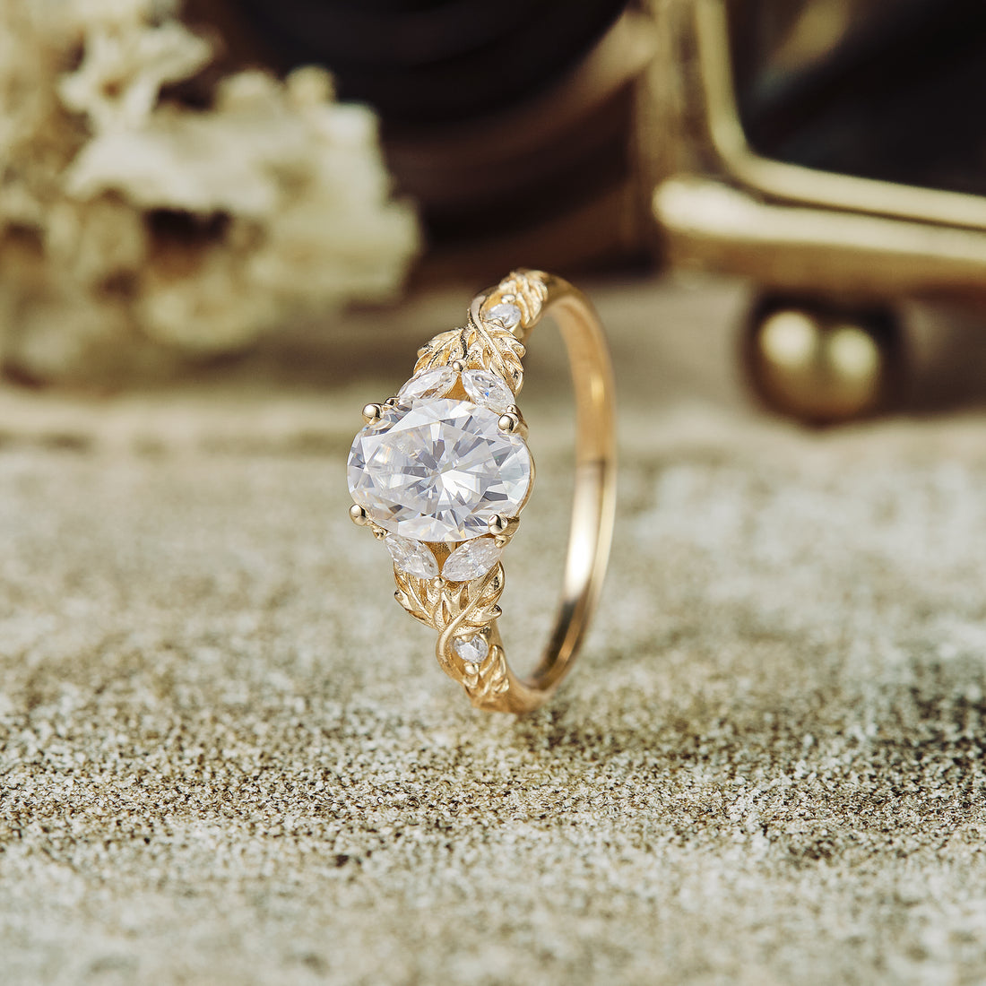 1.0 CT Carat Moissanite Diamond Oval Shape Vintage Engagement Ring