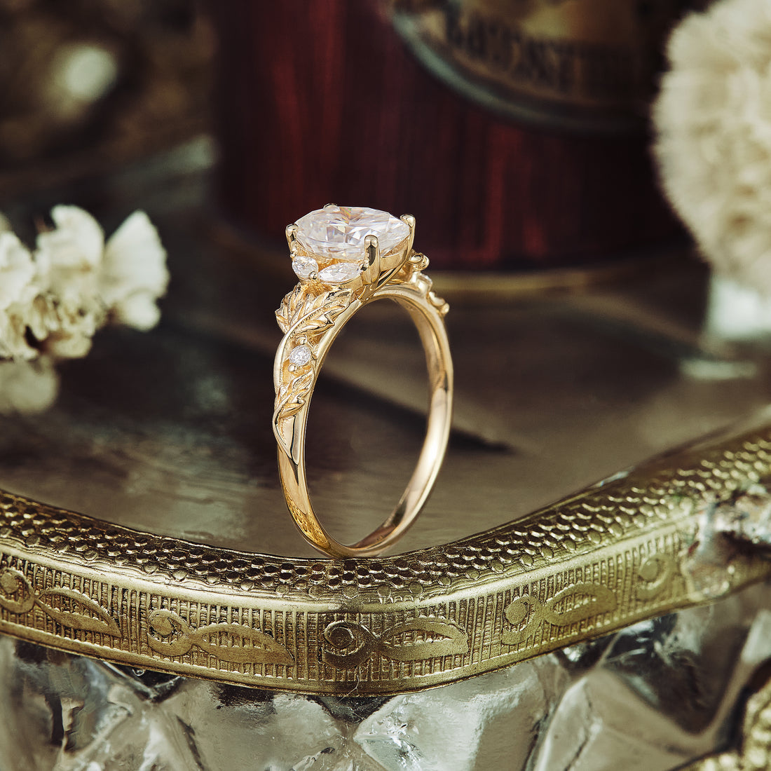1.0 CT Carat Moissanite Diamond Oval Shape Vintage Engagement Ring