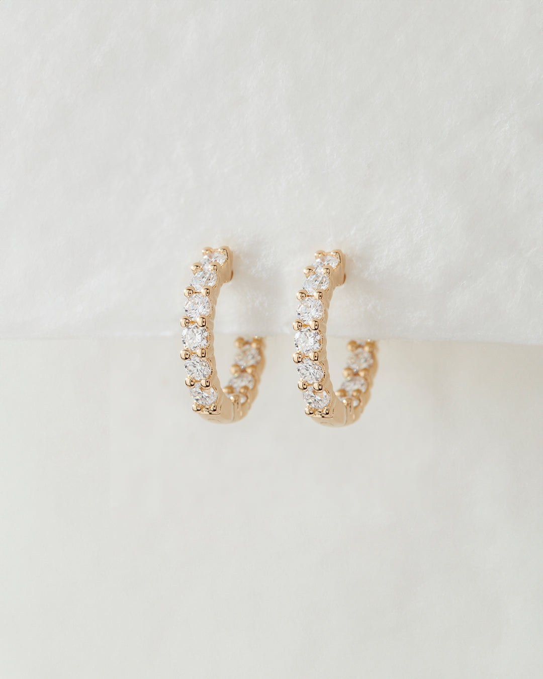 Hoop Stud Earrings with 0.66 TCW Round Cut Moissanite