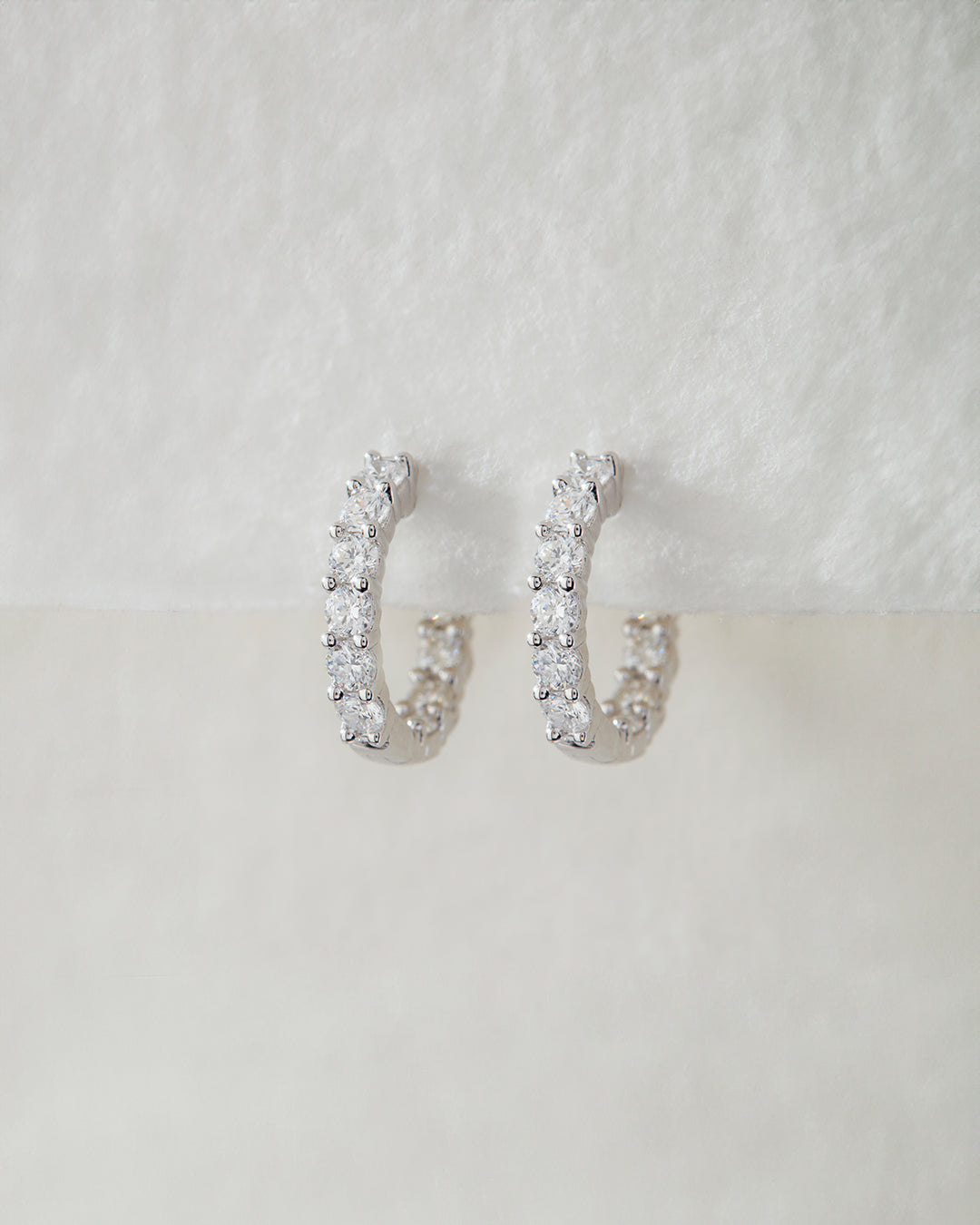 Hoop Stud Earrings with 0.66 TCW Round Cut Moissanite
