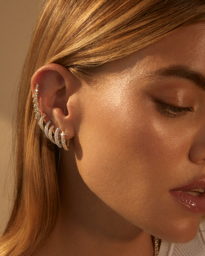 Hoop Stud Earrings with 1.0 TCW Round Cut Moissanite