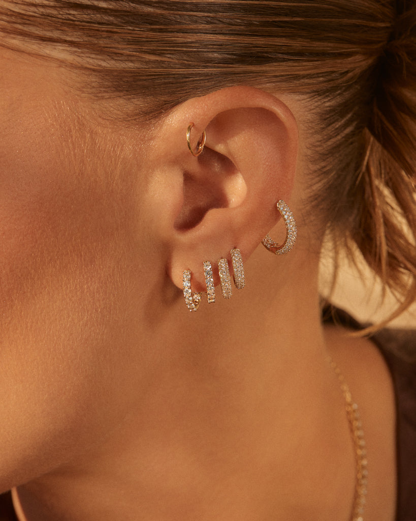 Hoop Stud Earrings with 0.66 TCW Round Cut Moissanite