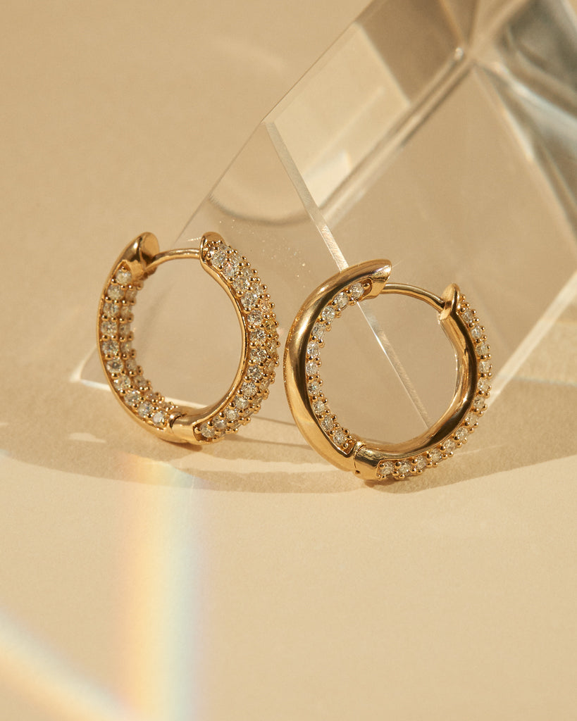 Hoop Stud Earrings with 1.0 TCW Round Cut Moissanite