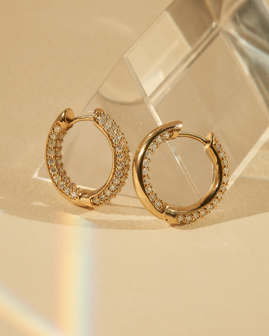 Hoop Stud Earrings with 1.0 TCW Round Cut Moissanite