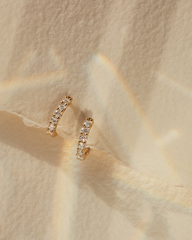 Hoop Stud Earrings with 0.66 TCW Round Cut Moissanite
