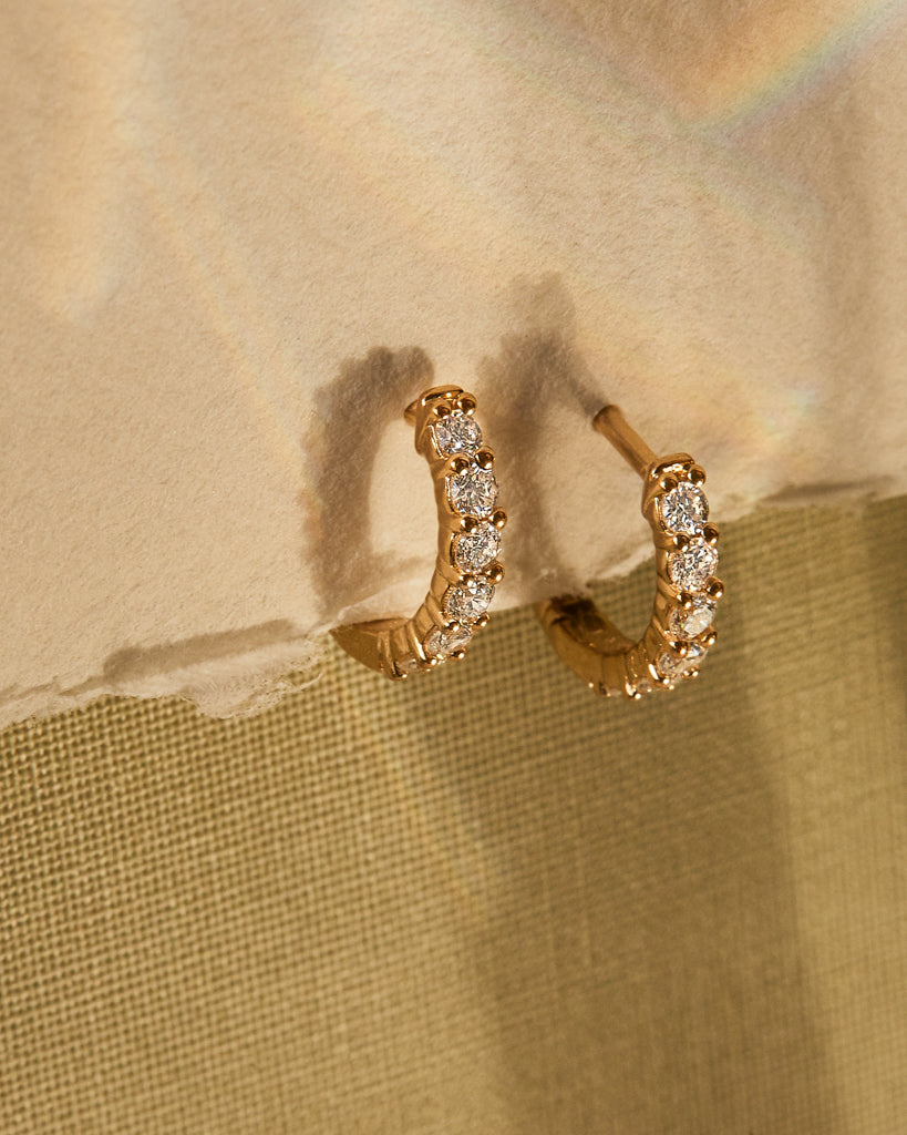 Hoop Stud Earrings with 0.66 TCW Round Cut Moissanite