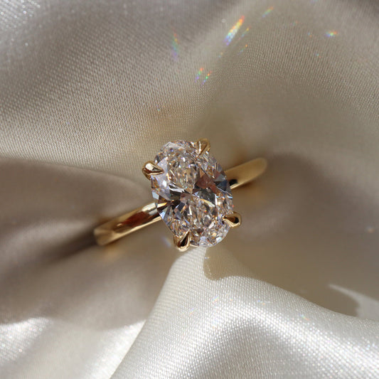 oval moissanite solitaire engagement ring in classic style