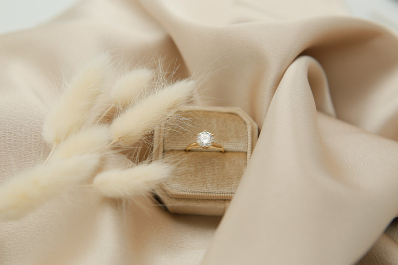 Round cut moissanite solitaire engagement ring