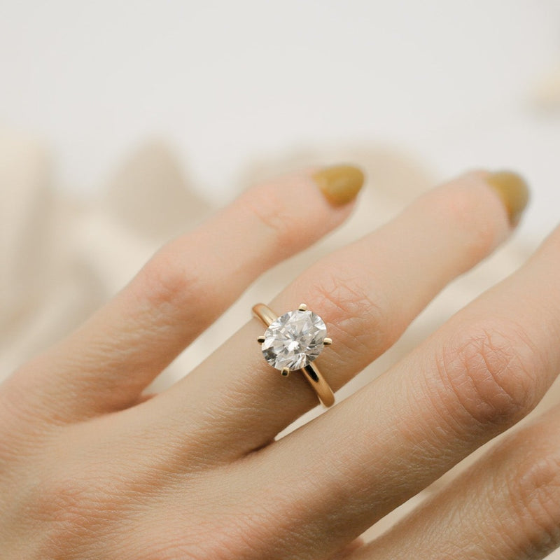 Solitaire Ring with 3.0 CT Oval Cut Moissanite