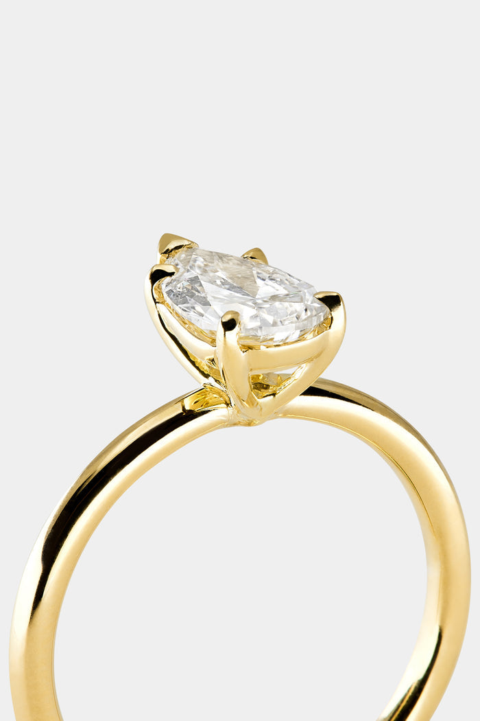 Solitaire Ring with 1.0 CT Pear Cut Moissanite