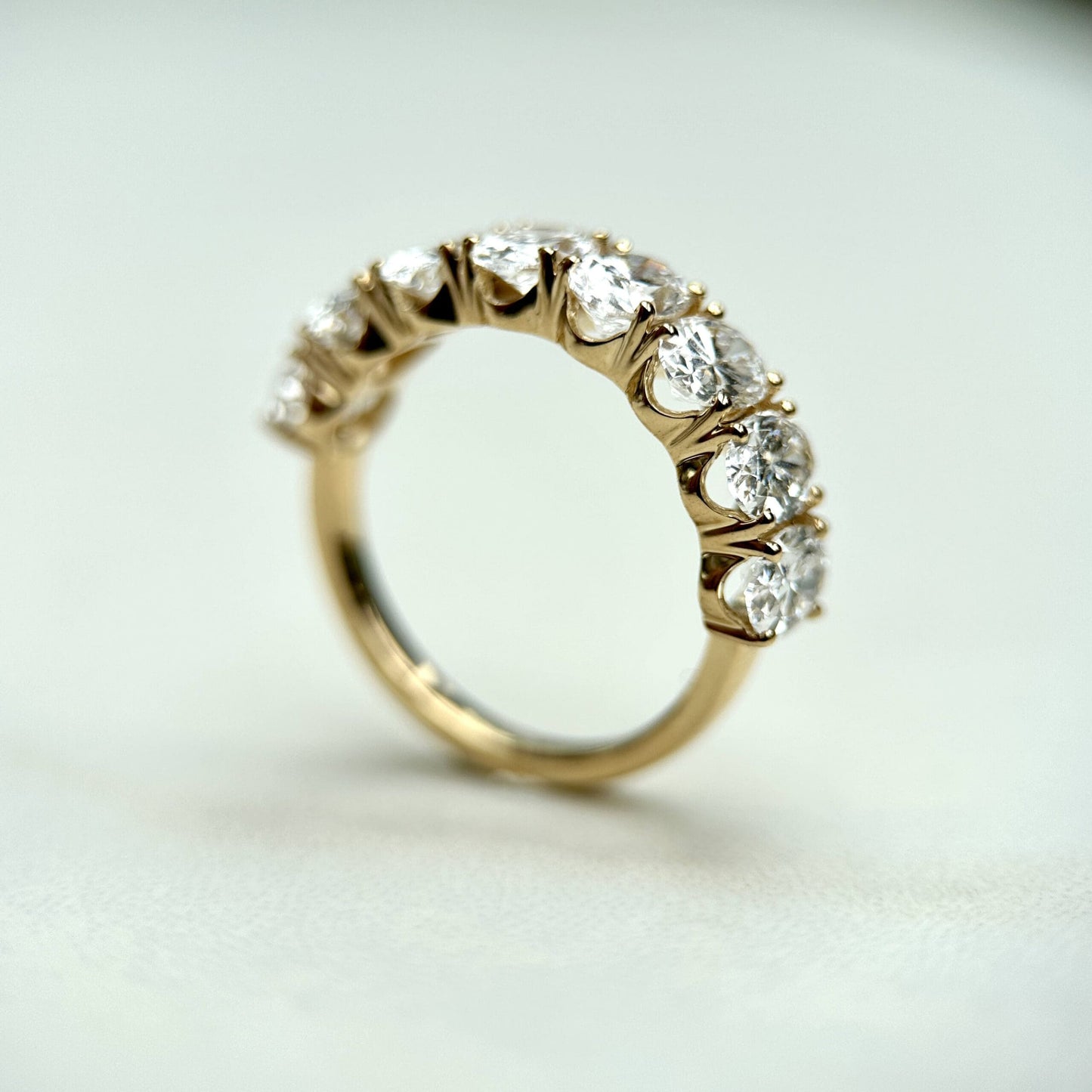2.5 TCW Oval Lab Grown Diamond Half Eternity Stackable Wedding Band