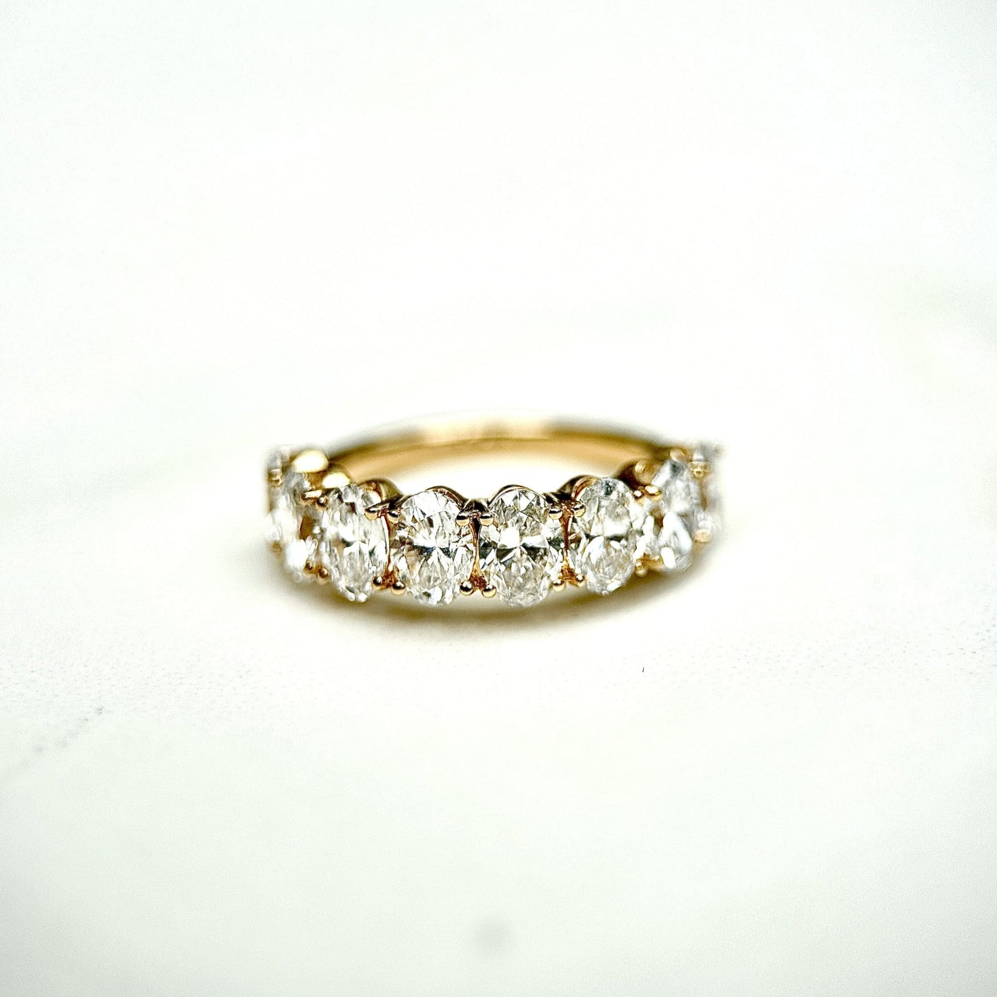 2.5 TCW Oval Lab Grown Diamond Half Eternity Stackable Wedding Band