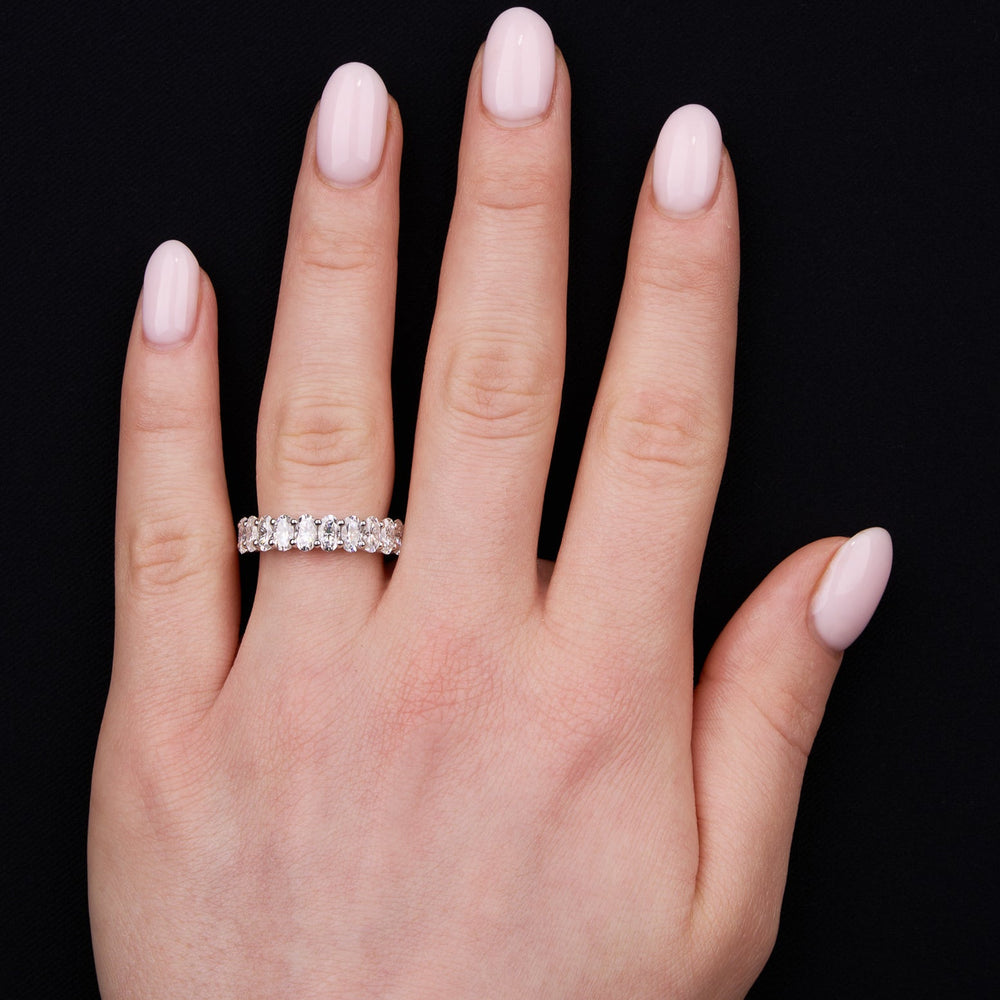 Half Eternity Band with 1.50 TCW Oval Cut Moissanite