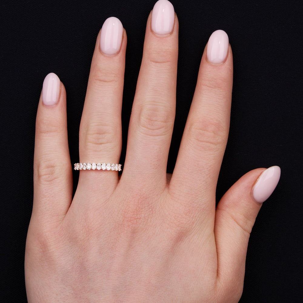 Half Eternity Band with 1.50 TCW Oval Cut Moissanite