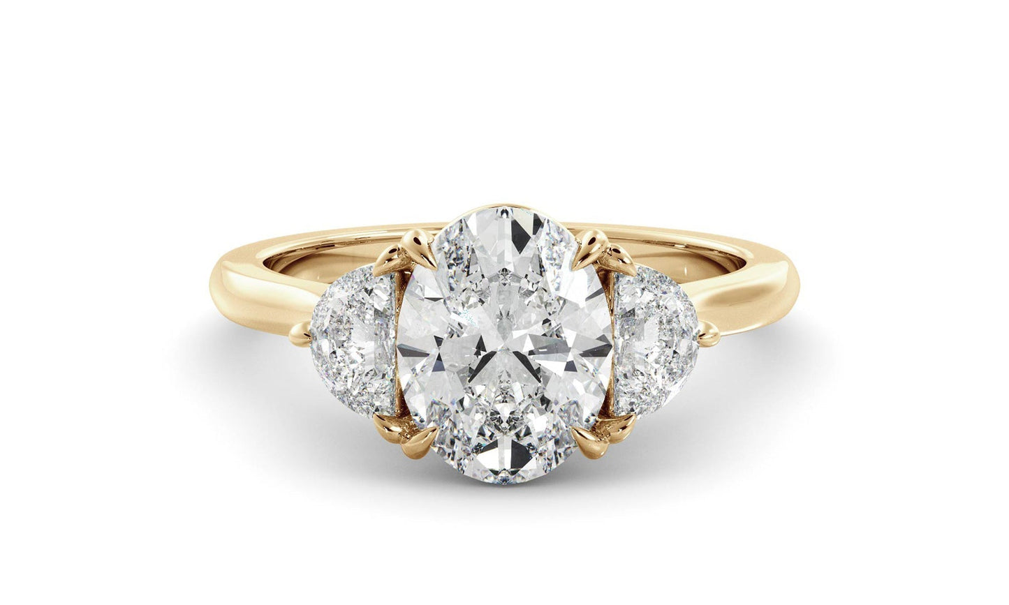 Three Stone Ring with 1.0 CT Oval Moissanite