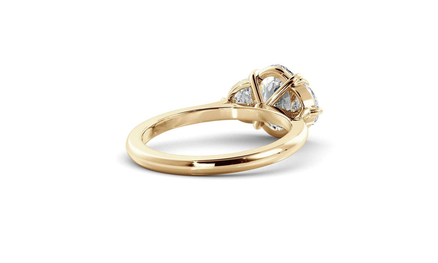 Three Stone Ring with 1.0 CT Oval Moissanite