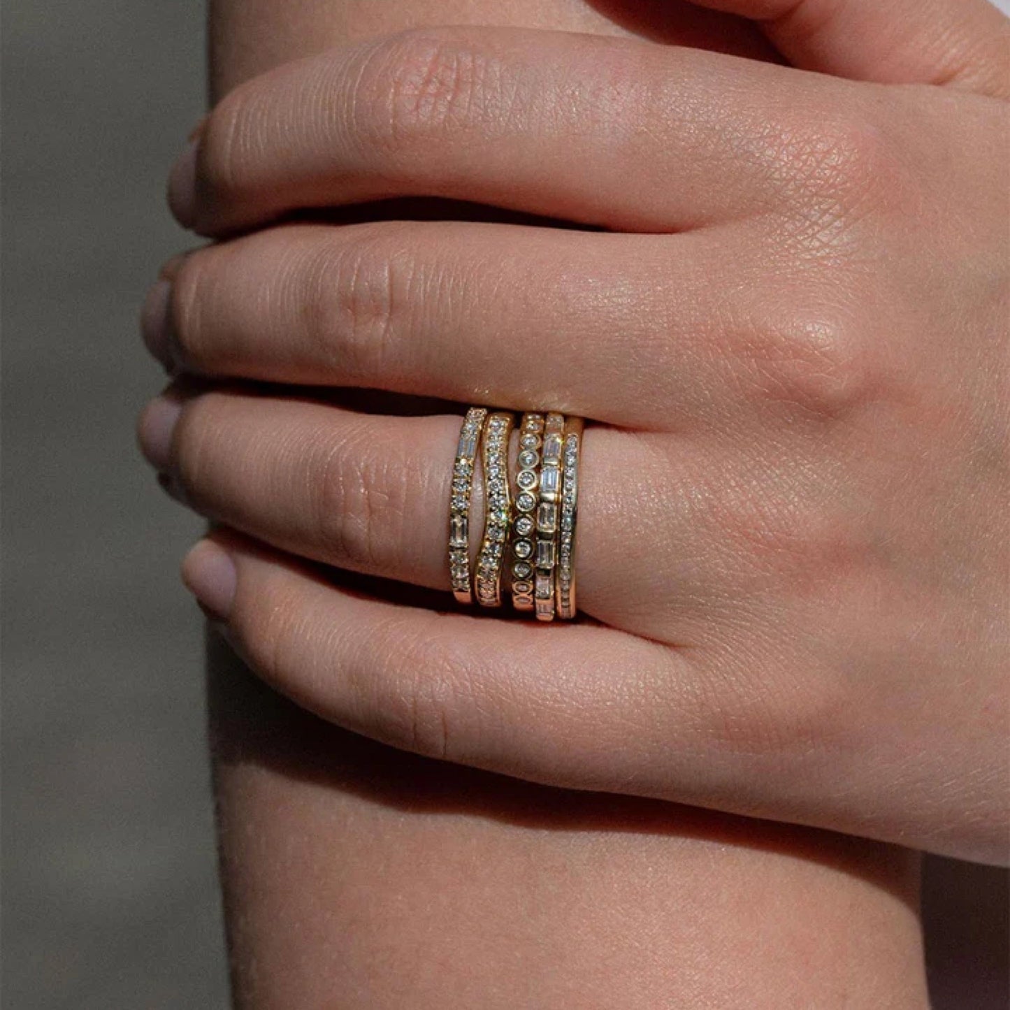 0.23 TCW Round Lab Grown Diamond Curved Wedding Band
