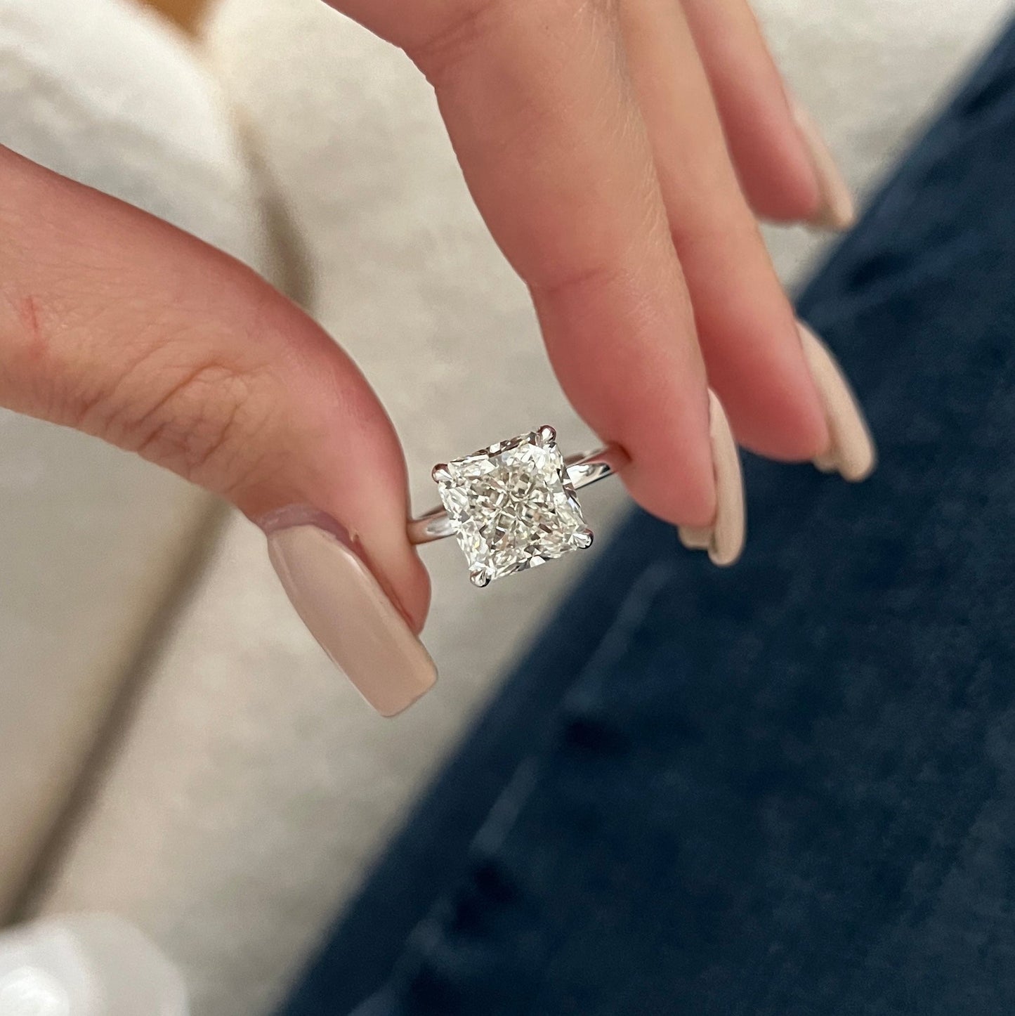 3.0-5.0 CT Square Radiant Lab Grown Diamond Solitaire Engagement Ring