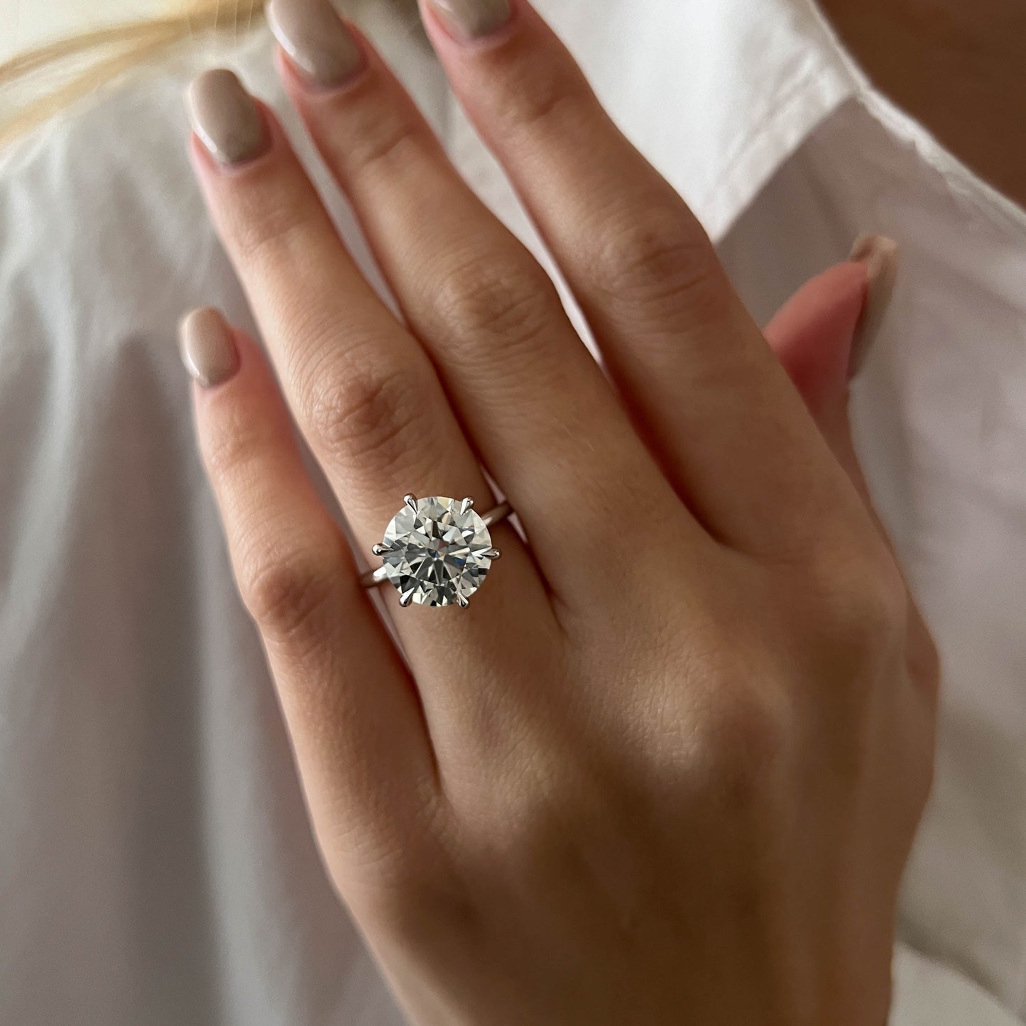 1.0-3.0 CT Round Cut Lab Grown Diamond solitaire Engagement Ring