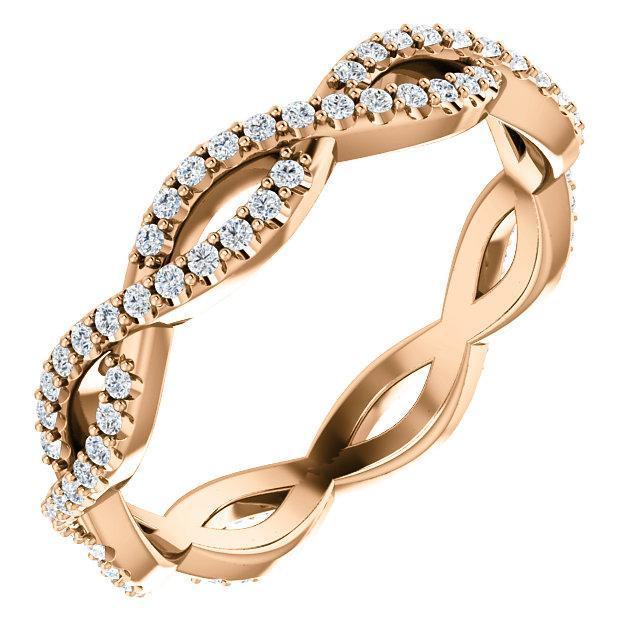 Twisted Wedding Band with 0.40 TCW Round Cut Moissanite