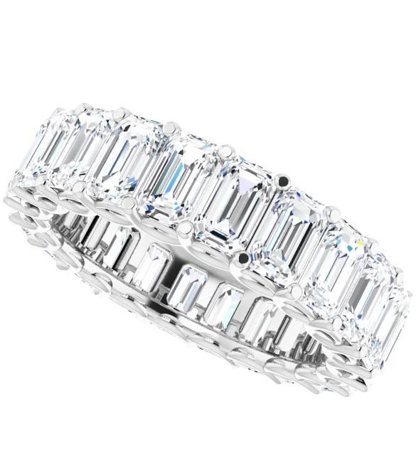 Full Eternity Wedding Band with 6.40 TCW Emerald Cut Moissanite