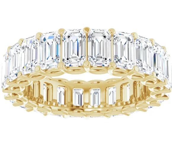Full Eternity Wedding Band with 6.40 TCW Emerald Cut Moissanite