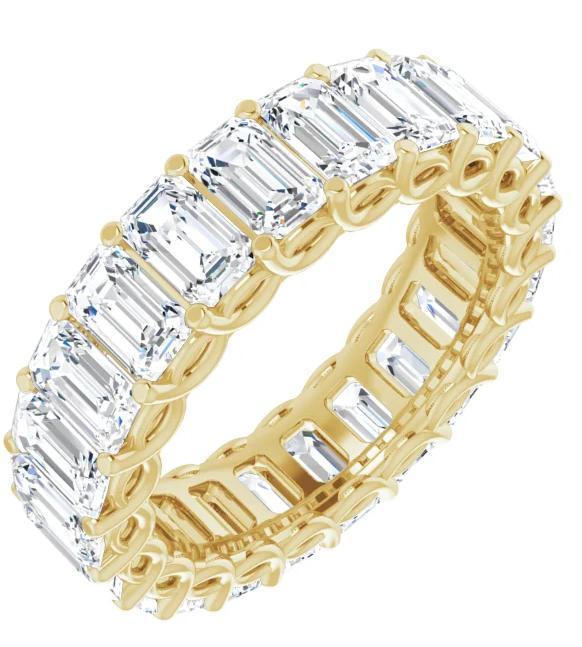 Full Eternity Wedding Band with 6.40 TCW Emerald Cut Moissanite