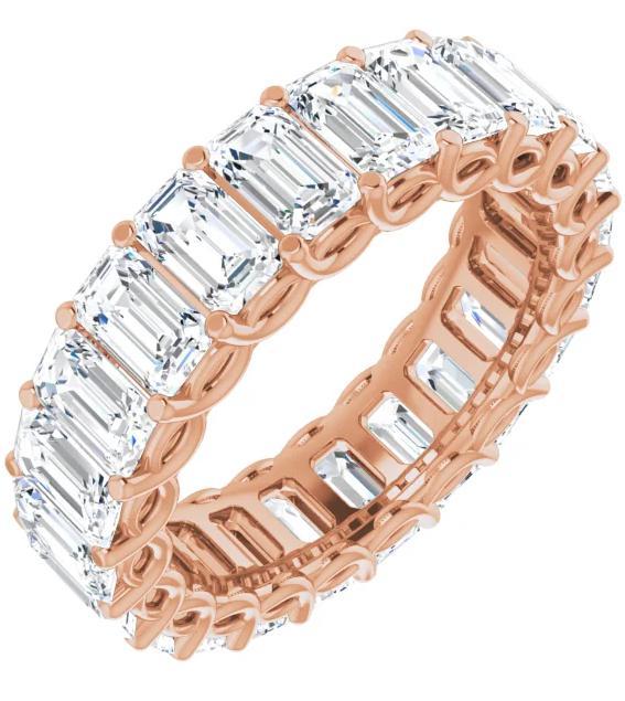 Full Eternity Wedding Band with 6.40 TCW Emerald Cut Moissanite