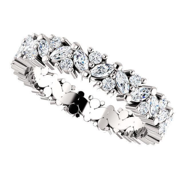 Full Eternity Wedding Band with 1.20 TCW Marquise & Round Cut Moissanite