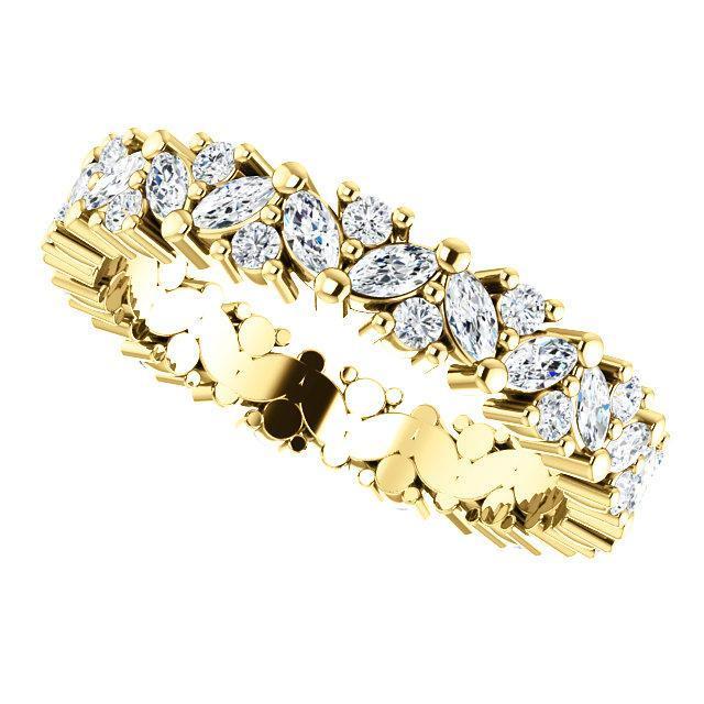 Full Eternity Wedding Band with 1.20 TCW Marquise & Round Cut Moissanite
