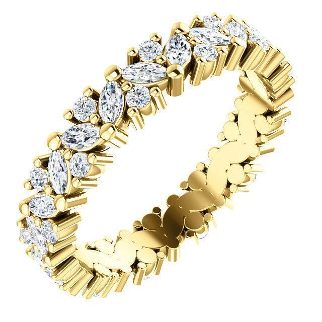 Full Eternity Wedding Band with 1.20 TCW Marquise & Round Cut Moissanite