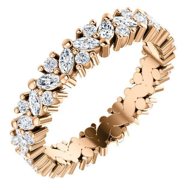 Full Eternity Wedding Band with 1.20 TCW Marquise & Round Cut Moissanite