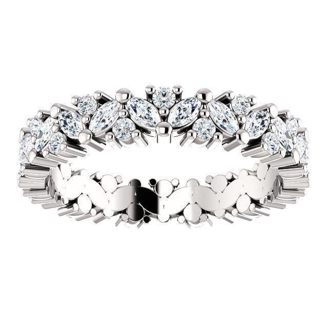 Full Eternity Wedding Band with 1.20 TCW Marquise & Round Cut Moissanite