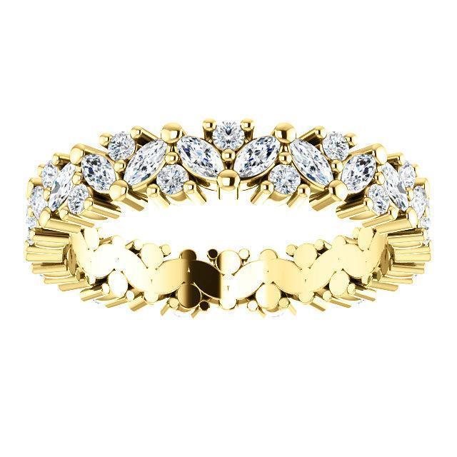 Full Eternity Wedding Band with 1.20 TCW Marquise & Round Cut Moissanite