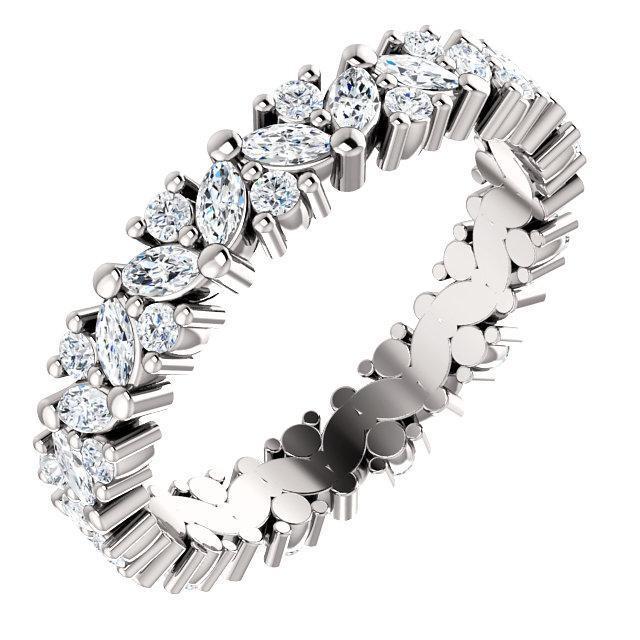 Full Eternity Wedding Band with 1.20 TCW Marquise & Round Cut Moissanite