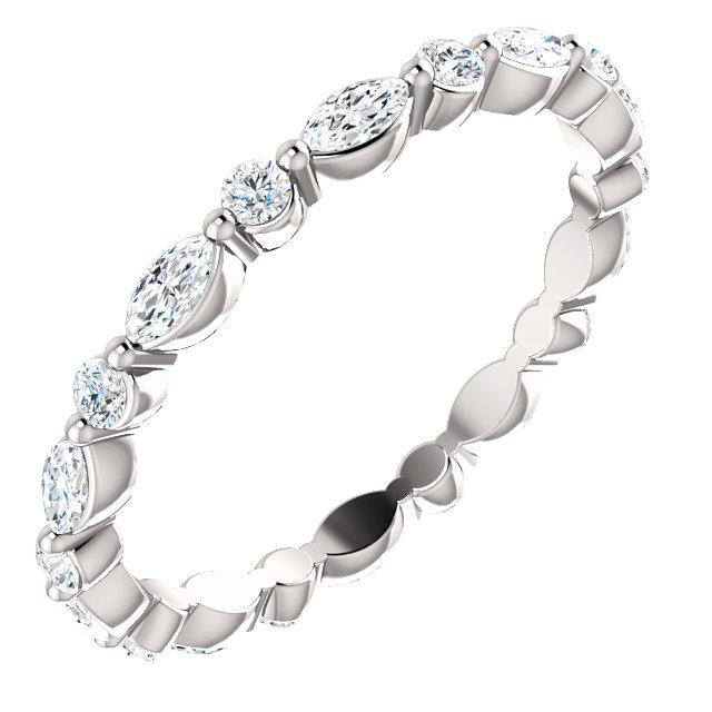 Altarnative Diamond Wedding Band with 7.50 TCW Marquise, Round Cut Moissanite